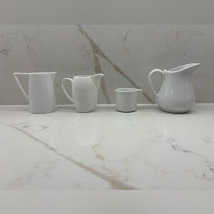 Lot of 4 Mini White Ceramic Pitchers
